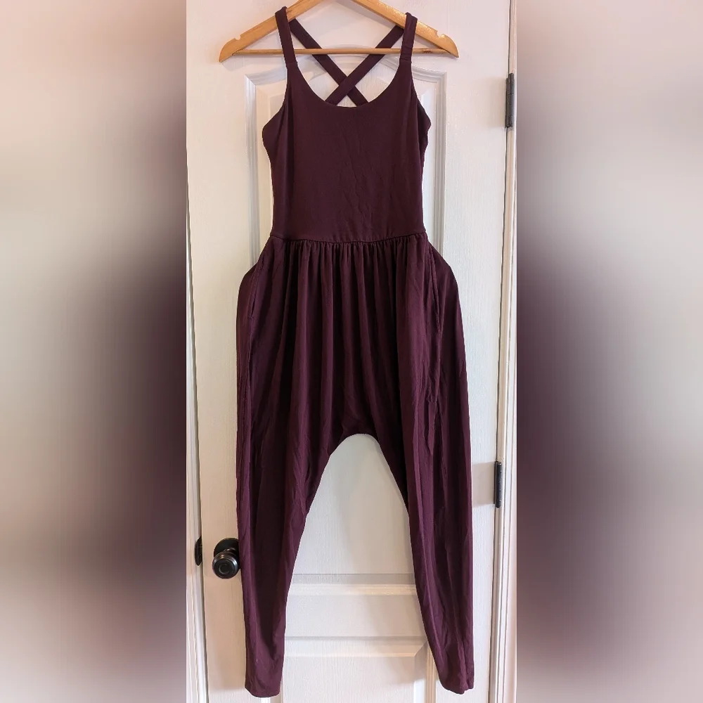 Imbodhi Bohdi Jumper Jumpsuit Burgundy Size Medium Minimalist Yoga Loungewear - Picture 4 of 14